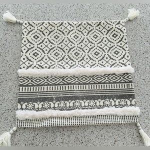 Boho mixed media zippered pillow cover 18x18 gray white